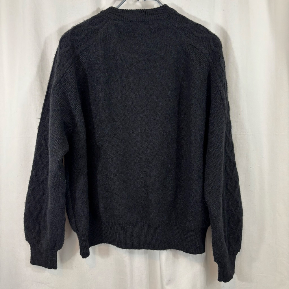 Women's Navy Blue CHAPS Cable Knit Button Cardigan Sweater Large - Picture 2 of 5